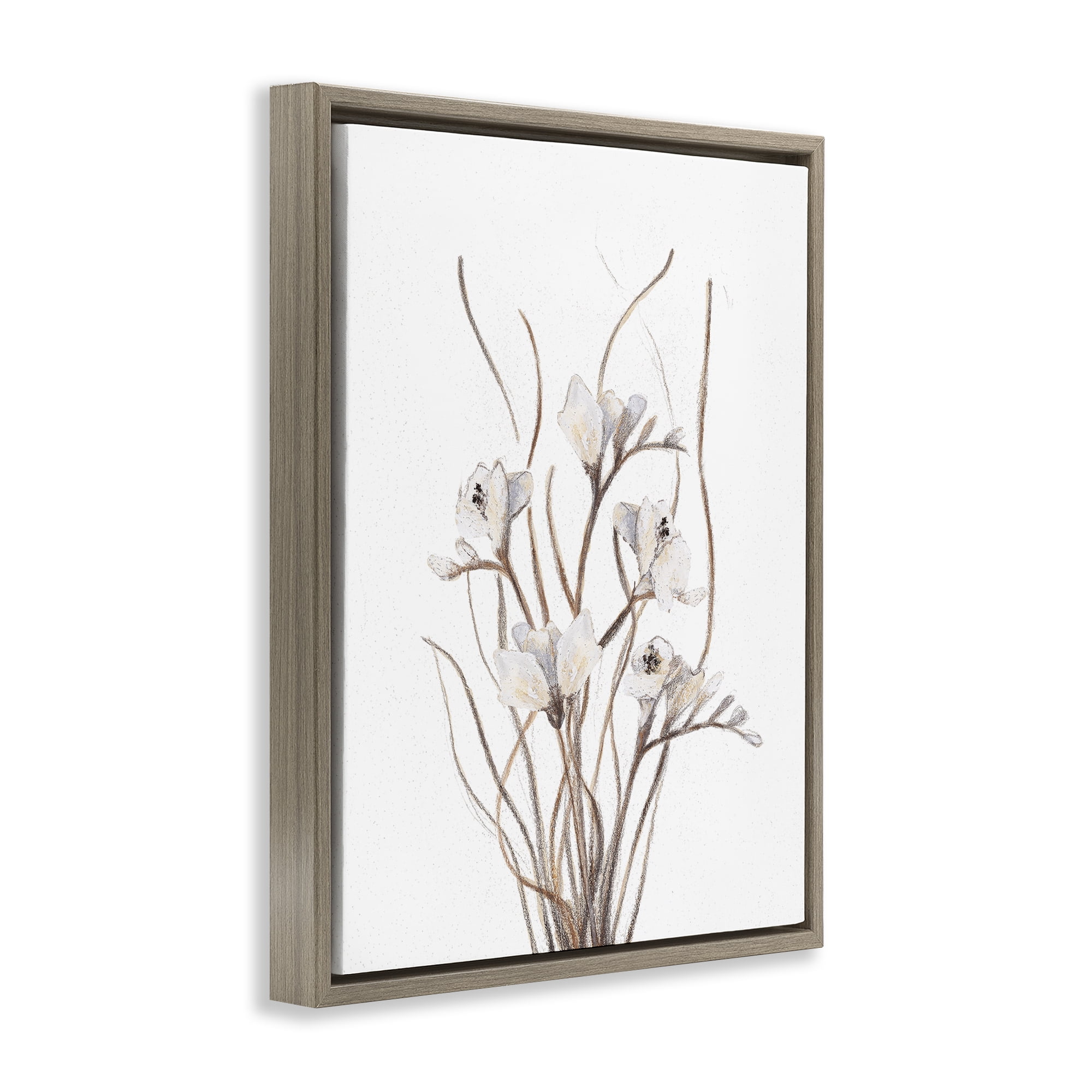 Stupell Industries Curly Branches on White Brown Framed Floater Canvas Wall Art, design by Lanie Loreth