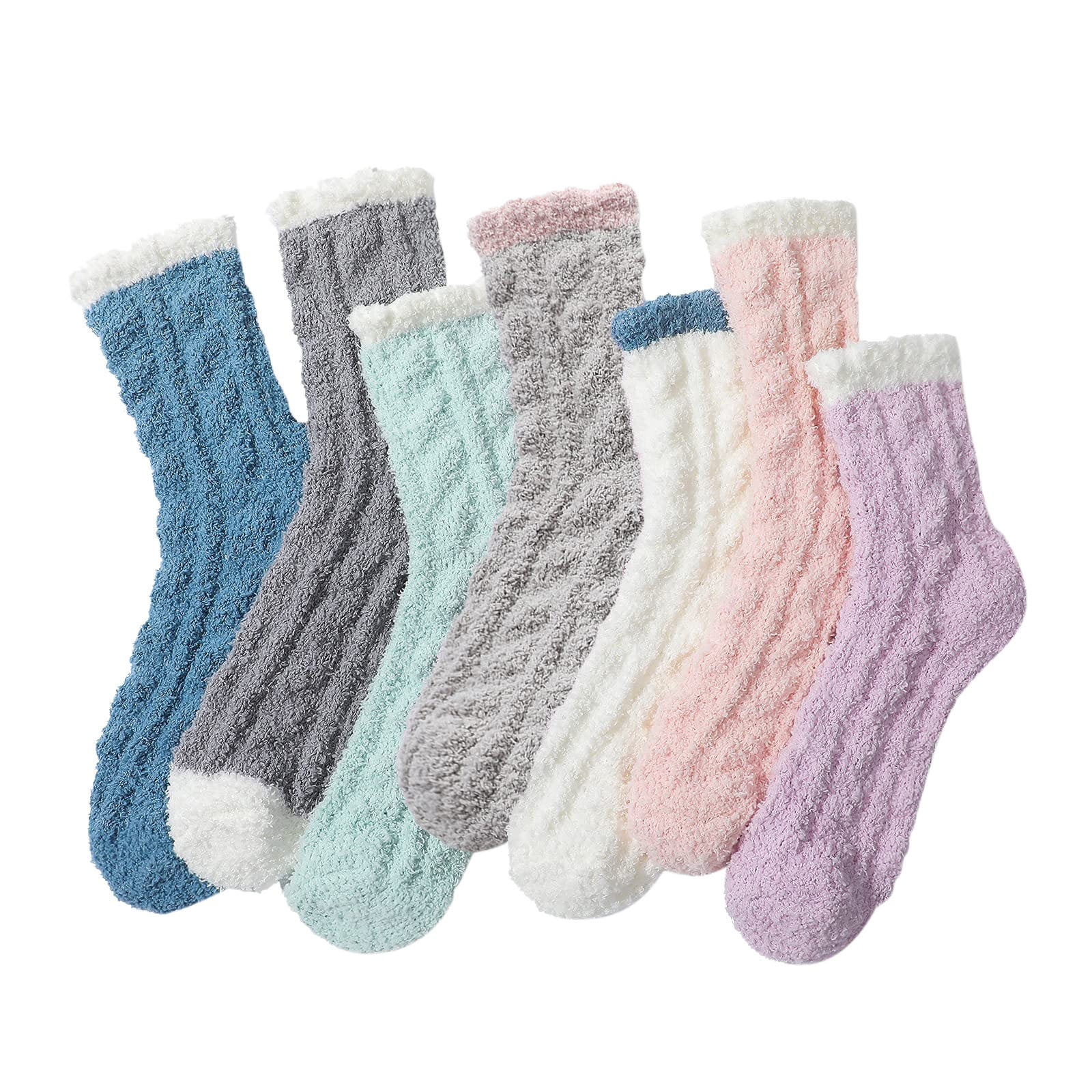 Womens Socks 7 Pairs Fuzzy Sock Slipper Sock Microfiber Sleeping Sock ...