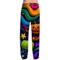thumbnail image 6 of Halloween Lounge Pants for Men, Drawstring Sleep Bottoms with Psychedelic Rainbow Pumpkin & Star Print, Soft Lightweight Casual Trousers, Elastic Waist Pajama Leggings, 1 Pair Multicolor XXL, 6 of 7