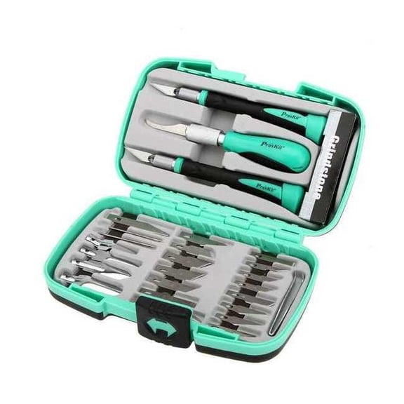 Hobby Knife Set, Rubber/Steel, Green, 30 Pc PD-395A