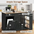 thumbnail image 2 of DreamCurship 52" Kitchen Island with Storage, Rolling Kitchen Cart Island with Wheels, Tilt Out Kitchen Trash Cabinet 10 Gallon Storage, 3 Large Spice Racks and 2 Drawers, Black and Brown, 2 of 7