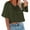 Army Green, variant on Women V Neck Half Sleeve Solid Color Cropped T Shirts