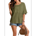 thumbnail image 1 of Blusas de Punto Gofre para Mujer, Moda 2025, Blusas de Patchwork Extragrandes con Cuello Redondo y Mangas 3/4, Color Verde Talla S, 1 of 6