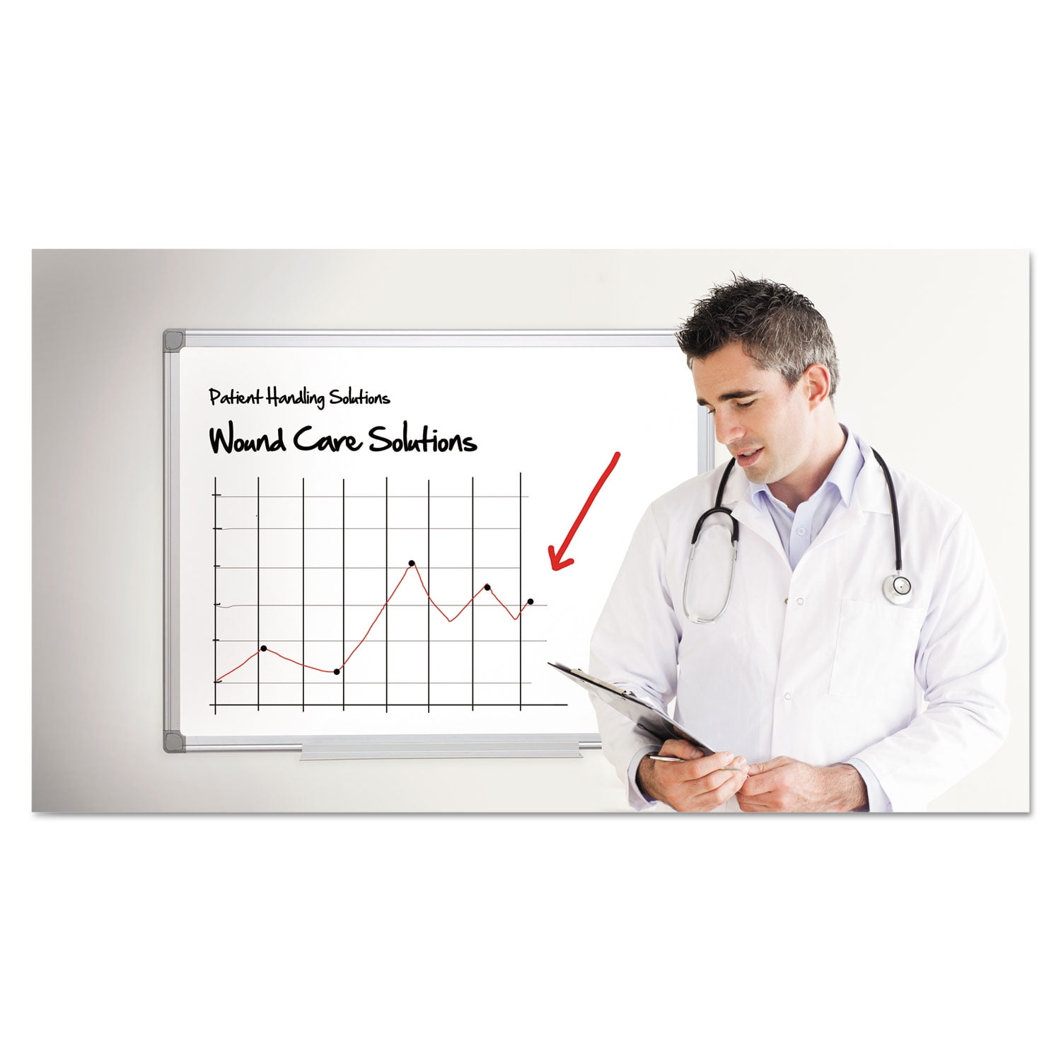 MasterVision CR0620030 Earth Silver 36 in. x 24 in. Easy Clean Magnetic Dry Erase Boards - White Surface/Satin Aluminum Frame