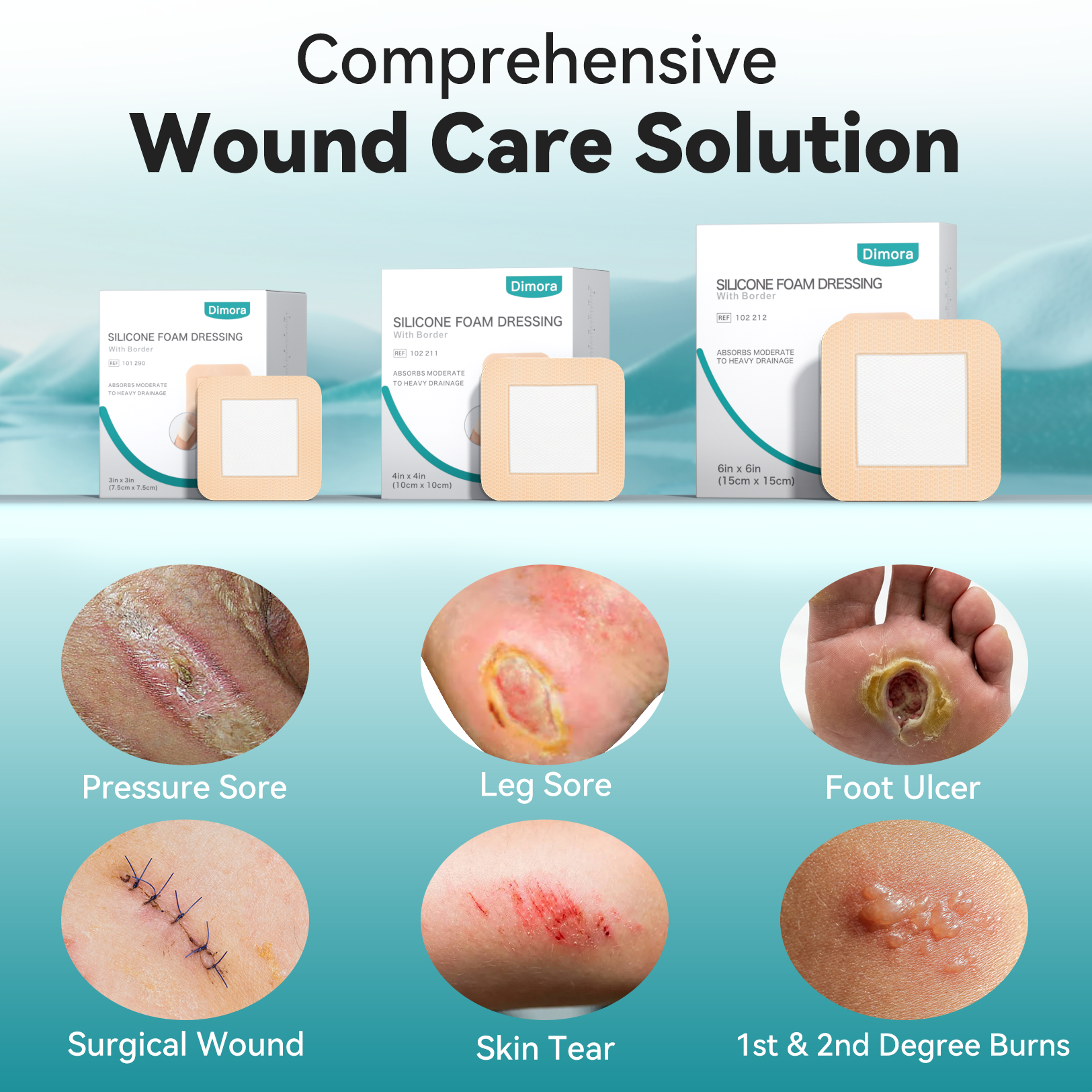 Dimora Silicone Foam Dressing with Border 4x4 Bandages 10 Pack photo 7