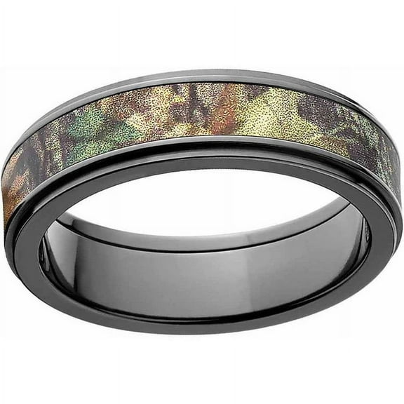 New Break Up Men's Camo Black Zirconium Ring with Polished Edges and Deluxe Comfort Fit