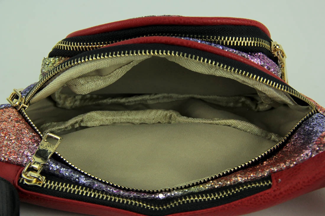 Blue Heaven Glitter Party Round Pocket Fanny Pack - Multicolored - Size Medium
