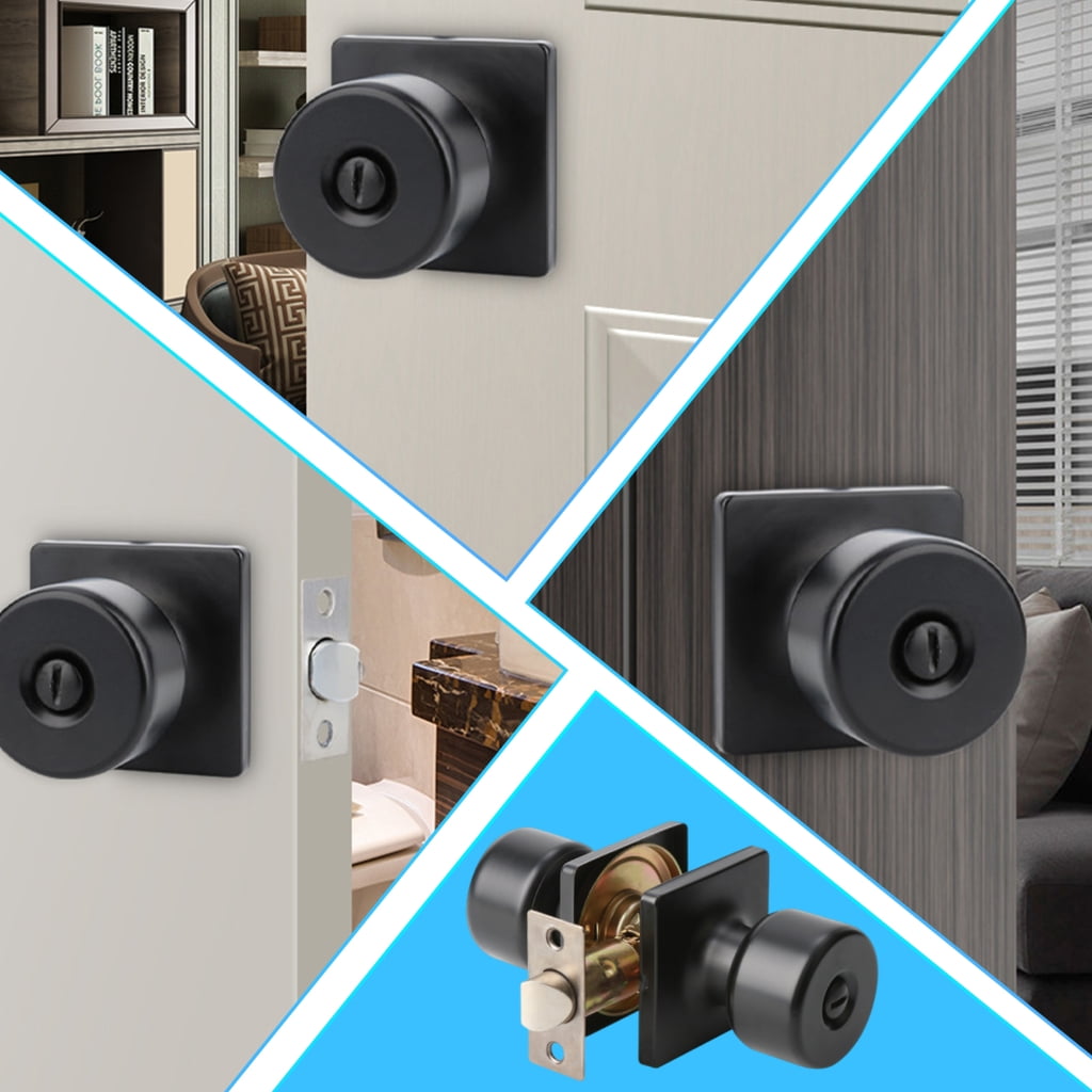 KCAHPAN Matte Black Sturdy Zinc Alloy Door Knobs Featuring Lock and Key Suitable for Bedroom and Bathroom Door Decoration