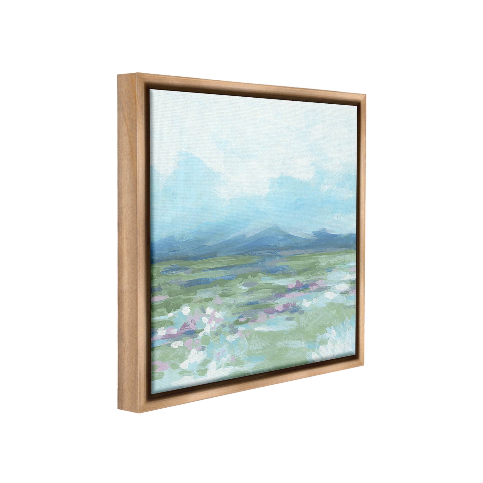 Stupell Industries Foggy Mountain Valley Landscape Painting Brown Floater Framed Canvas Art Print Wall Art, 25 x 25