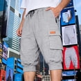 thumbnail image 5 of 3/4 Joggers for Men Multi Pockets Summer Drawstring Elastic Waist Outdoor 3/4 Cargo Sweatpant for Workout, 5 of 9