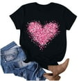 thumbnail image 1 of Soldes Aujourd'hui Liquidation Iumwxz T-Shirts de la Saint-Valentin Femmes T-Shirts Basiques T-Shirts pour Femmes T-Shirt Graphique Cœur Hauts Col Rond Manches Courtes Hauts T-Shirt pour Dames Coupe Ample Fête, 1 of 4