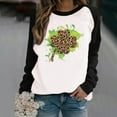 thumbnail image 2 of CEHVOM T-Shirt Décontracté à Manches Longues Imprimé Patchwork pour Femmes pour la Saint-Patrick, Col Rond, 2 of 4