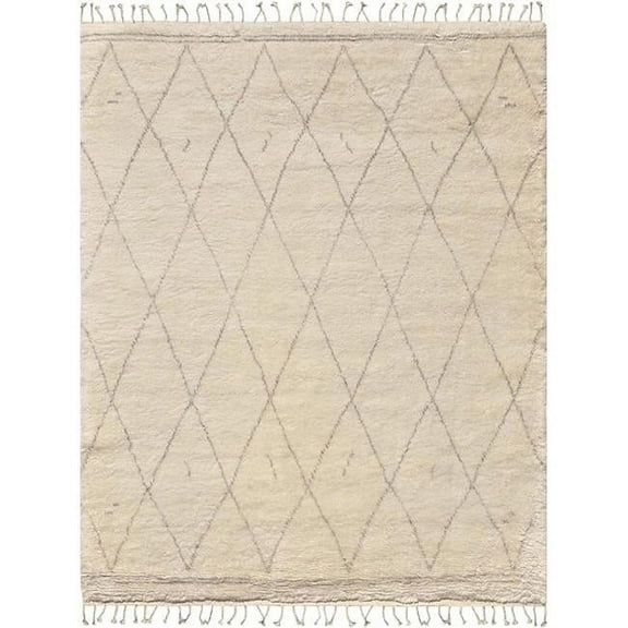PLW-01 7 ft. 9 in. x 9 ft. 9 in. Moroccan Collection Hand-Knotted Silk & Wool Area Rug