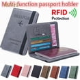 thumbnail image 2 of KEY12 Función múltiple Bolsa de pasaporte Cuero Juegos de viaje Titular del pasaporte Portátil Paquete de archivo Titular de tarjeta de crédito Delgadez Cartera RFID/Multicolor huangjie unisex, 2 of 2