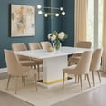 thumbnail image 3 of Benjara Tyra 71" Dining Table- Rectangular- White Pedestal- Stainless Steel, 3 of 6