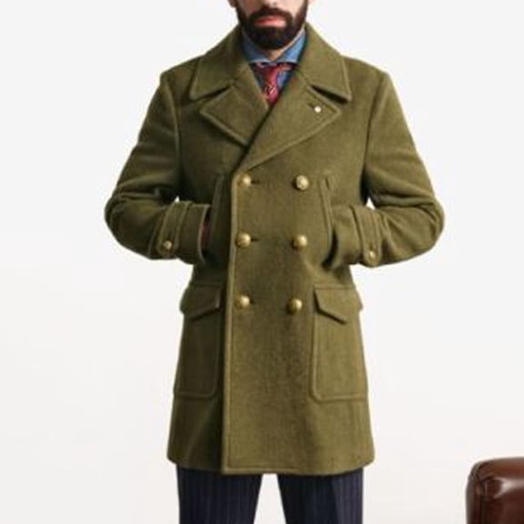 BSDJILFG Trench Coats Men Winter Fleece Overcoats Wool Lined Parkas Long Sleeve Lapel Wrinkle Free Outerwear Jackets Work Business Outfits Fall