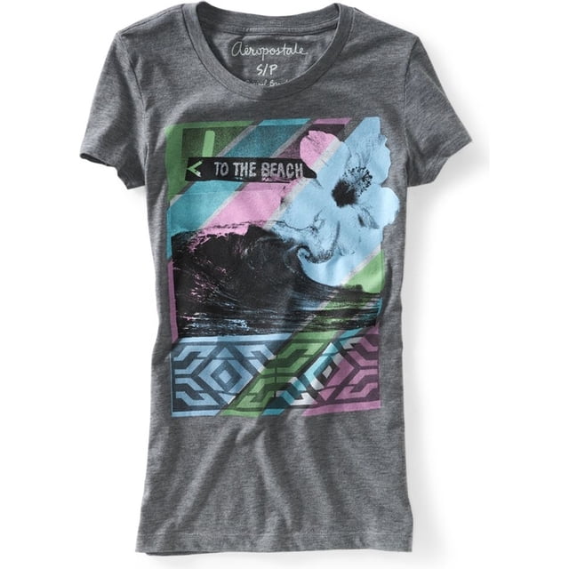 Camiseta gráfica Aeropostale para mujer gris mediana Camiseta gráfica