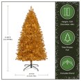 thumbnail image 4 of National Tree Company 7.5 ft Pre-Lit Gold Metallic Full Artificial Christmas Tree, 1,250 LED Lights, 1,266 Tips, Includes Stand, Gold, 4 of 8