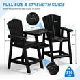 thumbnail image 3 of AreShark Tall Adirondack Chair Set of 2 with Removable Double Connecting Trays, Recycled HDPE with Wood Grain, Weather Resistant, Outdoor Adirondack Barstools, Black, 3 of 10