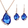 thumbnail image 2 of Anvazise 1 Set Women Necklace Earrings Shiny Rhinestone Inlaid Jewelry Lady Faux Crystal Choker Chain Necklace Drop Earrings for Party Sapphire Blue 1 Set, 2 of 13