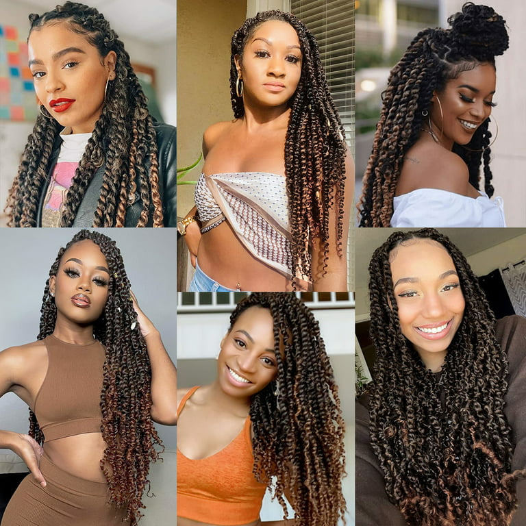 Passion Twist Hair 18 Inch 6 Packs Water Wave Crochet Hair Passion Twists  Braiding Hair Spring Twist Hair Crochet Braids Hair Extension(1B) 