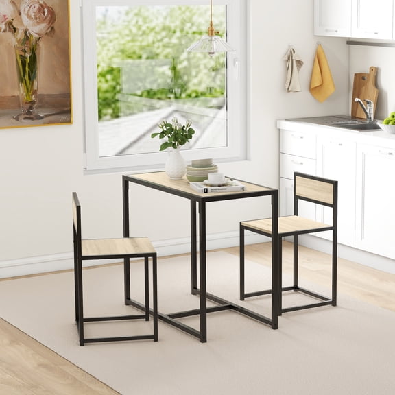 Dtwnek Rectangle Dining Table Set for 2, Kitchen Table and Chairs Set for Living Room, Dining Room, Brown