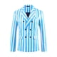 thumbnail image 5 of Blazers a rayas INSPIRE CHIC para hombres, abrigo deportivo de solapa de pico, chaqueta de traje de doble botonadura, rayas de negocios, 2XL azul y blanco, 5 of 6