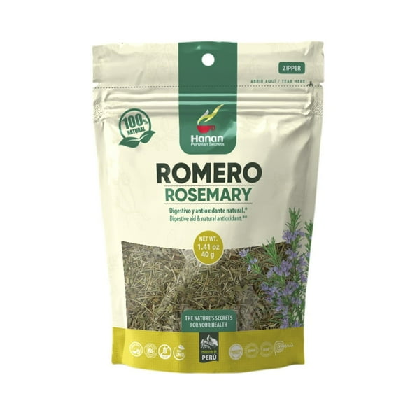 Hanan Peruvian Secrets Romero| 100% Natural Rosemary | 1.41oz / 40g |Naturally Aids in Alleviating Digestive and Menstrual Cramps | Promotes Healthy Circulation (1 Pack)
