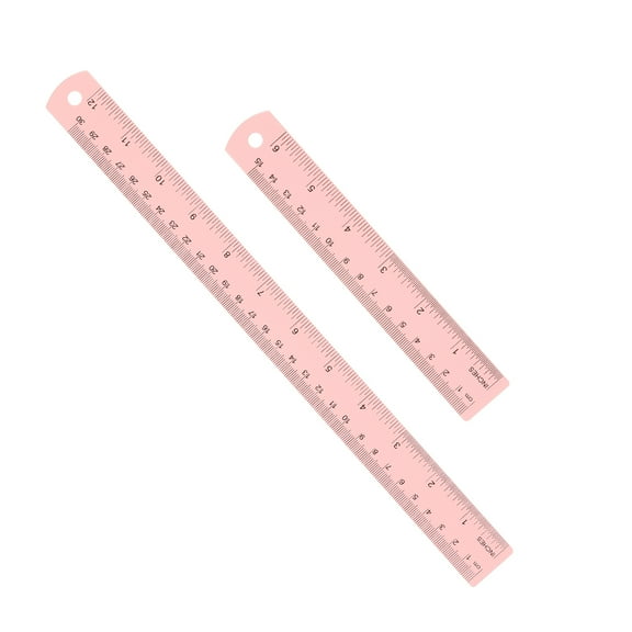 Uxcell 15cm/30cm Metal Ruler, 2 Pack Aluminum Alloy Rulers with Centimeters, Millimeters, Inches and Conversion Table Straight Edge Ruler for Writing Machinist Drafting, Pink