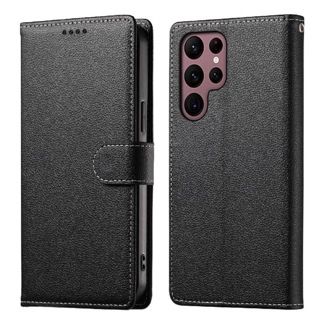 Case for FOXDOCK Samsung Galaxy S22 Ultra Wallet Case – Premium Leather, 3 Card Slots, Shockproof Protection