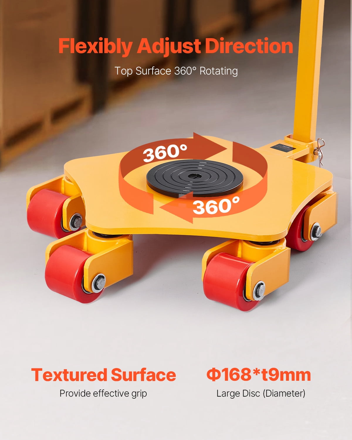 KFFKFF Equipment Dolly, 8800 lbs Equipment Moving Dolly, Equipment Transport Dolly with 360° Turning Capability and PU Pivot Wheels, Robust Industrial Equipment Transporter with Handle for Warehouse