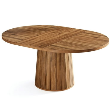 Resenkos Study Writing Desk, Computer Desk,55" Oval Meeting Table, Wood Conference Table For 6 People,Rustic Brown