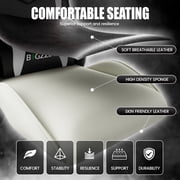 Bigzzia Gaming Chair Office Chair, Ergonomic Game Chair with Height Adjustable Headrest and Lumbar Support for Adults Teens, Black & White