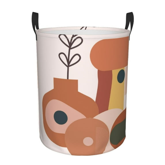 XMXY Round Laundry Basket Organizer, Bohemian Aesthetic Shapes Waterproof Collapsible Dirty Clothes Basket Laundry Hamper, Medium Size