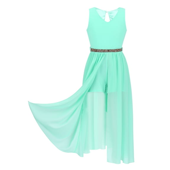 YiZYiF Kids Girls Sleeveless Chiffon Romper Maxi Dress for Birthday Party School Pageant Dance