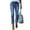 Blue, variant on Women's Mid Rise Distressed Straight Leg Jeans with Raw Hem, Classic Blue Denim Casual Pants for Everyday Wear