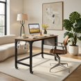 thumbnail image 3 of Demi Bonn 48" Mobile Computer Desk Workstation with 4 Smooth Casters, Small Home Office Desk Study Writing Table, Natural, 3 of 8