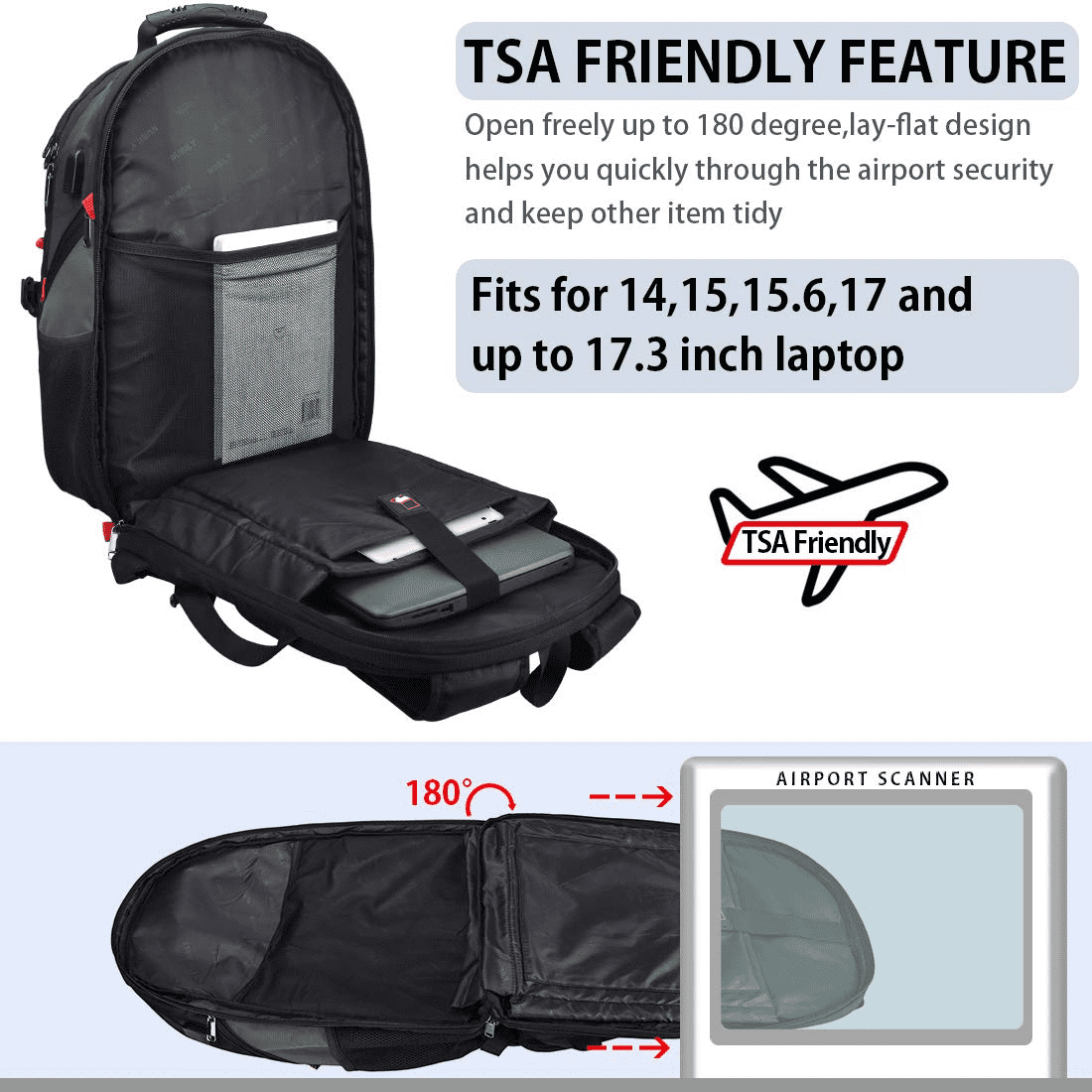 Laptop Backpack 17 inch Waterproof Extra Large TSA Backpack for Women Men  45L Grey green - Walmart.com