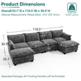 thumbnail image 6 of DoMaDing U Shaped Modular Sectional Sofa, 116" Couch with Movable Ottoman, Comfy Chenille Sofa with Pillows for Living Room, Sturdy Frame, Dark Gray, 6 of 7