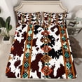 thumbnail image 2 of jejeloiu Brown Cow Print Twin Sheet Sets,Western Rustic Farmhouse Bedding For Cowboy 3-Piece, 2 of 7