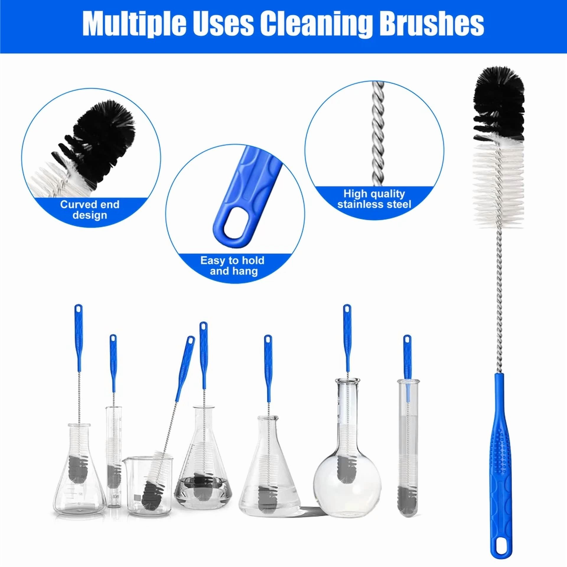 12Pcs Glass Bottle Pipe Cleaner Brush Set, Different Diameter Tube Straw Brush