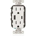 thumbnail image 1 of Leviton R02-T5633-0BW 15A Decora Prise Duplex Résistante avec Chargeur USB Type A & C, Blanc, 1 of 6