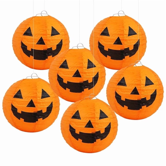 6Pcs Halloween Hanging Paper Lantern for Home Indoor Outdoor Garden Decoration Halloween Party Horror Pumpkin Props Ornaments
