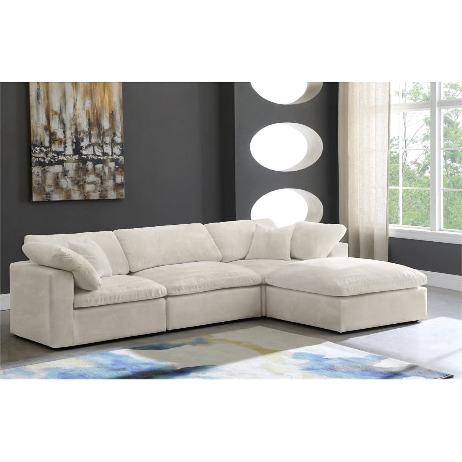 Meridian Furniture Cozy Cream Velvet Modular Sectional Sofa with Cloud Like Comfort Cushions Cream Walmart