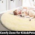 thumbnail image 3 of HAHDAXIA Pale Yellow Round Rug for Bedroom,Fluffy Circle Rug 4'X4' for Kids Room,Furry Carpet for Teen Girls Room,Shaggy Circular Rug for Nursery Room,Fuzzy Plush Rug for Dorm,Cute Room Decor, 3 of 6