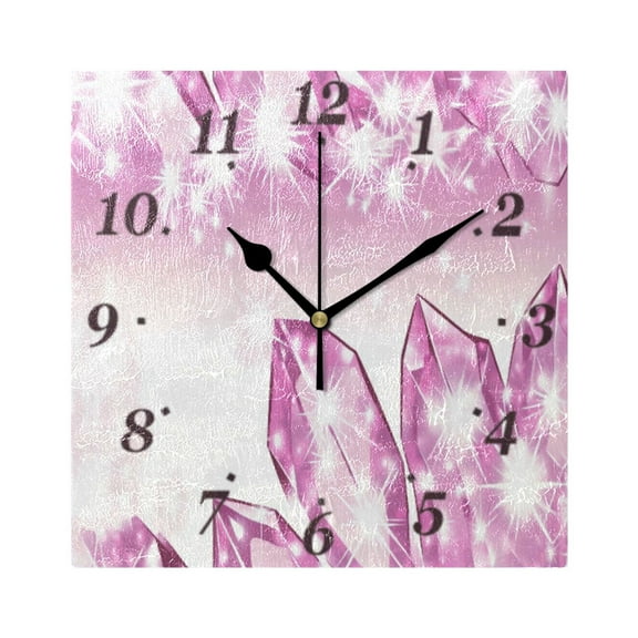 7.78in Pink Crystals Square Wall and Table Clock Dual Use Vintage Design in Black or Gold