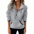 thumbnail image 2 of Fanxing Women's Half Zip Fuzzy Pullover Sherpa Fleece Lined Sweatshirts Winter Thermal Warm Tops Outwear 2025 with Pocket Gray 2XL, 2 of 4