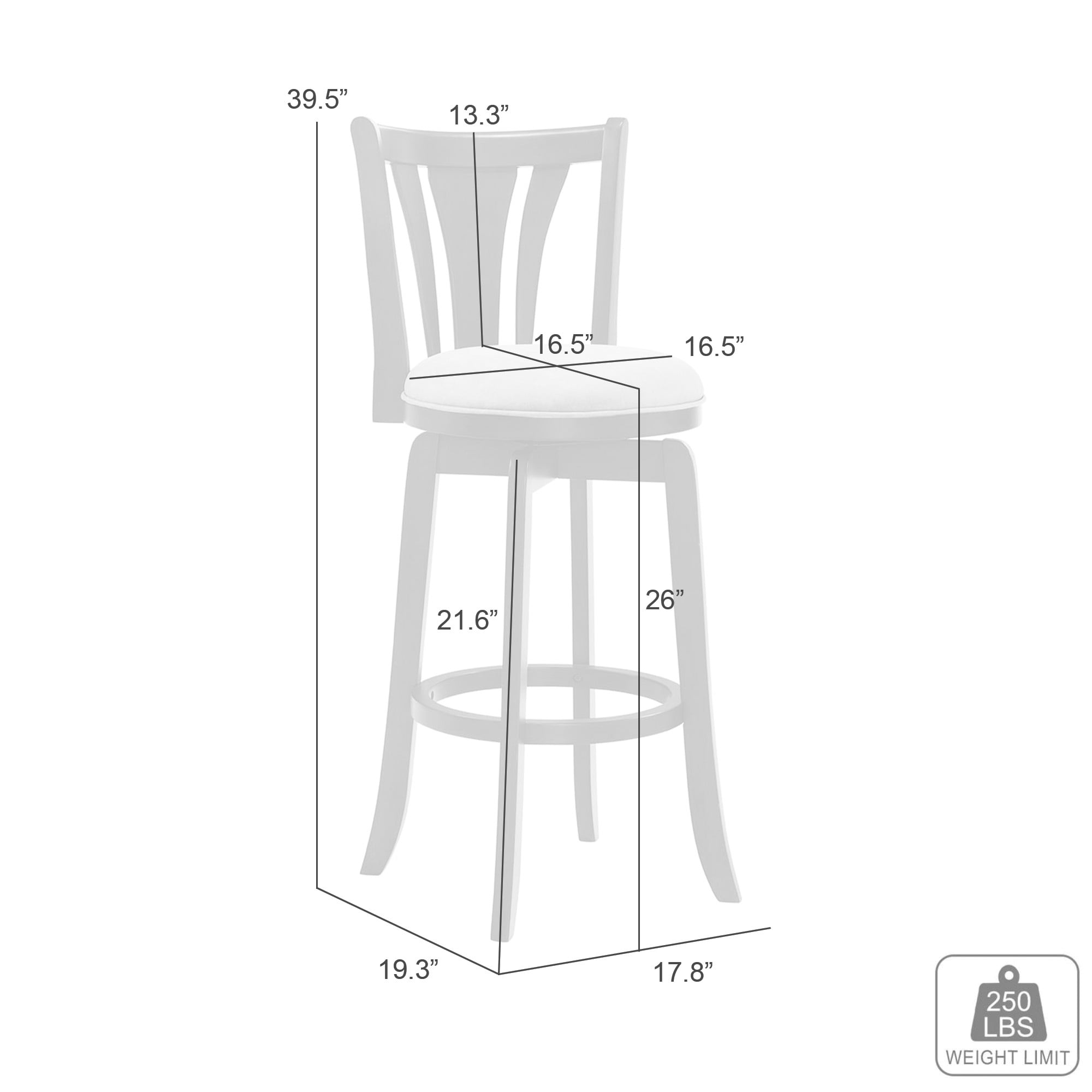 Elle 26 in. Dark Roast Counter Height Rubberwood Swivel Barstool with Grey Fabric Seat - Set of 2
