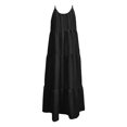 thumbnail image 4 of EliteGoogv Womens Maxi Dresses U Neck Sleeveless Backless Dresses For Women Pleated Side Pocket Summer Dresses Beach Vacation Wedding Guest Dresses Black, 4 of 5