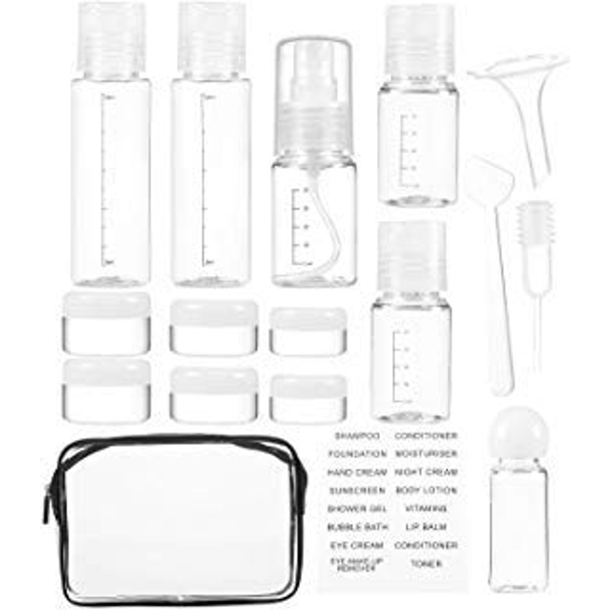 16 Pack Plastic Airline TSA Approved Travel Accessories Bottles Set